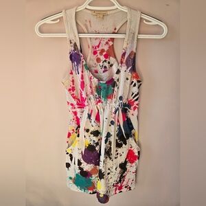 Y2K Twentyone Paint Splatter Empire Waist Top w/ Pockets Size S